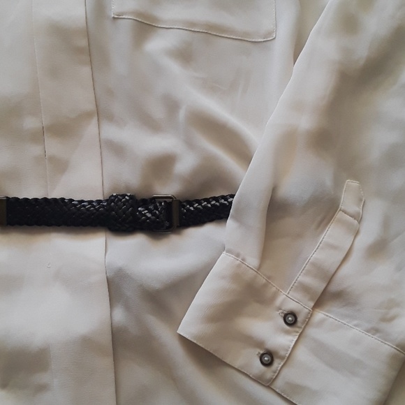 White long sleeve chiffon with belt - Picture 4 of 4